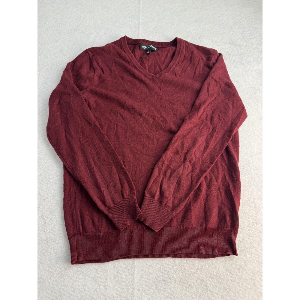 J.Crew Mercantile Sweater Mens Small Red V Neck Merino Wool Blend‎ Knit Pullover